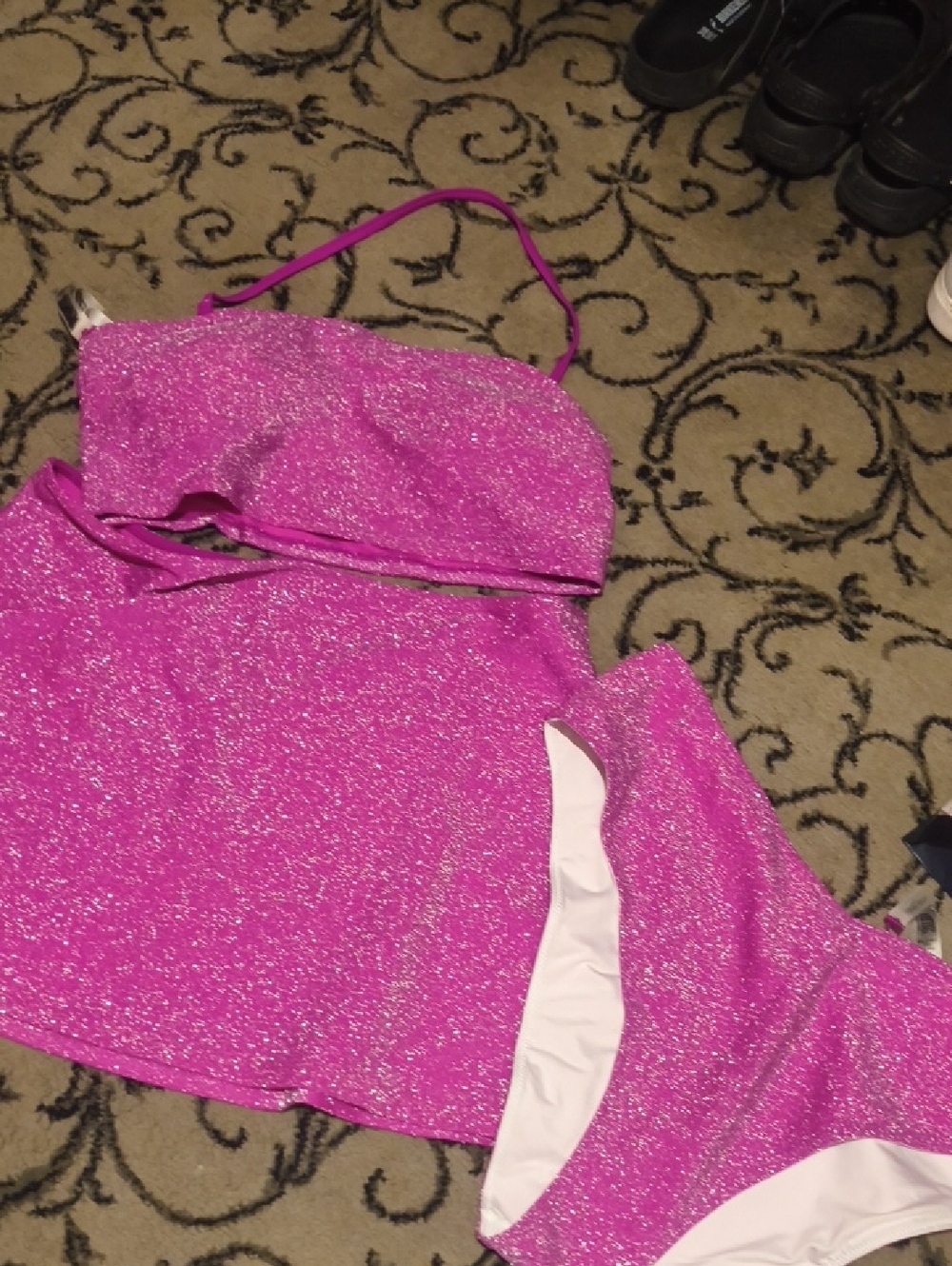 Women's Victoria Secret Sparkle Pink 3 Piece Swim Set